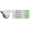 Parkett-Bockrolle 50x19 mm Gl, KS-Rad, weiche Laufbahn,Pl. 68x26mm TrKr.55kg