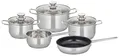 ELO Therm Edelstahl Kochtopf Bratpfanne Set Topfset mit Glasdeckel 5-teilig