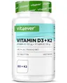 vit4ever Vitamin D3 10.000 I.E + Vitamin K2 200 µg MK7 Depot - 100 Tabletten - Hochdosiert - 99,7% All-Trans MK7 -Vegetarisch - Premium Qualität - Ohne unnötige Zusätze