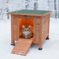 Katzenhütte XL Outdoor Katzenhaus Katzenhöhle Holz Wetterfest Bett Wurfkiste