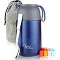Milu Thermobehälter für Essen, Edelstahl Warmhaltebehälter mit Löffel, (Thermobecher Essen, Thermo Lunchbox für Kinder, Erwachsene), Thermobox Suppen, Babybrei, Speisebehälter blau 650 ml