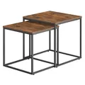 Couchtisch quadratisch 2er Set – Beistelltische im Loft-Design, ineinander schiebbar – Eiche rustikal