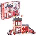 Hape Spielset E3023, ab 3 Jahre, Großstadt-Feuerwache, mit Sound & Licht, 13 Teile