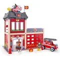 Hape Großstadt-Feuerwache Feuerwehr Rollenspiel-Set Feuerwehrauto Helikopter