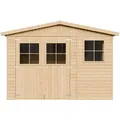 Holz Gartenschuppen - Abstellkammer Mit Fenstern - H226x316x324 Cm/9 M2 Naturholz-shiplap-schuppen - Gartenwerkstatt - Fahrrad- Geräteschuppen Timbela M335