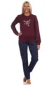 Normann Pyjama Normann Damen langarm Schlafanzug mit Bündchen in winterlicher Optik
