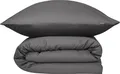 SCHIESSER Bettwäscheset Ella | 2-teilig | Uni | Satin | 100% Baumwolle | Reißverschluss | 135x200cm + 80x80cm | Dunkelgrau