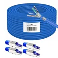 ARLI Cat8 Verlegekabel 50m Cat 8.1 Netzwerkkabel + 4x RJ45 Netzwerkstecker Werkzeuglose Montage