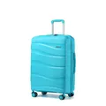 KONO Mittelgroß Koffer 65cm Leicht Reisekoffer aus Polypropylen Hartschale Koffer mit 4 Rollen und TSA Schloss, 65x46x26cm (Hellblau)