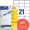 AVERY Zweckform Etiketten 3481 weiß 70,0 x 41,0 mm, 100 Blatt
