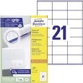 Avery Zweckform Weiß 70 x 41 mm 2100 Etiketten 100 Bogen x 21 Mehrzwecketiketten (3481)
