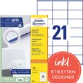AVERY Zweckform Etiketten 3481 weiß 70,0 x 41,0 mm, 100 Blatt