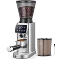 AMZCHEF Kaffeemühle Elektrisch mit 48 Mahlgraden, Antistatik-System, Touchpanel，300g Bohnenbehälter, Edelstahlgehäuse, Kegelmahlwerk für Espresso, Filterkaffee