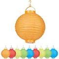 Relaxdays LED Lampions Papier Bunt Batteriebetrieben 20 cm x 24,5 cm 10 Stück