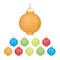 Relaxdays LED Lampions bunt, 10 Stück, batteriebetrieben, Draußen & Drinnen, zum Aufhängen, Papierlaterne Ø 20cm, farbig, 10024352, Mehrfarbig, 10er Pack