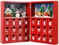 BRUBAKER befüllbarer Adventskalender Weihnachtskalender zum Befüllen - Weihnachtsbuch Rot Wiederverwendbar (1-tlg), Kalender Weihnachten mit 24 Türchen 21 x 9 x 30 cm