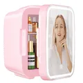 MiniKühlschrank für Schlafzimmer, Skincare mit LEDSpiegel, kleiner Kühlschran...