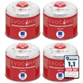 EVOCAMP 4x Propan Butan Gaskartuschen 300g, Schraubventil Eurogewinde 7/16", Ventilkartuschen 539ml mit Sicherheits-Verschlussautomatik, Gaskartuschen einsetzbar für Weber Grills Q100/1200-Serien