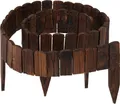 Relaxdays Beeteinfassung, 200 cm lang, flexibel, Sichthöhe: 10 cm, zum Stecken, Holz, Beetzaun, Rasenkante, dunkelbraun