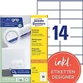 AVERY Zweckform ultragrip Universaletiketten 3477 Selbstklebend DIN A4 Weiß 105 x 41 mm 100 Blatt à 14 Etiketten
