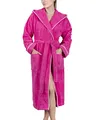 LAYNENBURG Bademantel Damen Frottee - Kapuze - Lang - 100% Baumwolle (360g/m2) - OEKO TEX Standard 100 - Größe (S, Fuchsia)