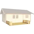 Terrasse LASITA MAJA "CAROLINE", beige (naturbelassen), B:365cm H:57cm T:200cm, Holzwerkstoff, Gartenhaus-Terrassen, inkl. Fußbodenbretter zum Verlegen