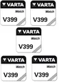 5x VARTA V399 Uhren-Batterie Knopfzelle SR57 SR927 AG7 Uhrenbatterie/Silberoxid