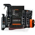 Lederpflegeset: ADBL Leather Kit mit Leder Reinigung & Pflege Balsam + Lederbürste + Zubehör - Ideal für Autositze o. Sofas - Premium Auto Lederreiniger, Lederpflege Conditioner, Cleaner