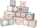 DIY Adventskalender Vorfreude zum Befüllen,Faltschachteln 12x rosa,weiße Sterne,12x grau,weiße Sterne 7x7x7cm (gefaltet), XL Ziffern pastell/Weihnachten,Aufkleber,Würfelbox,Faltverpackung,Schachteln