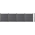 HOME DELUXE WPC Sichtschutzzaun CALLADO - 4 x Element + 6 x Pfosten I Sichtschutz Holzoptik, WPC Zaun Anthrazit, WPC Stecksystem Zaun - Dunkelgrau