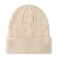 axy Kinder Winter Beanie Strickmütze aus Rippstrick mit breiter Krempe für Jungs und Mädchen von 1-6 Jahren, Kindermütze Jungen Kleinkind (Beige)