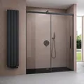 doporro Duschtür Nischentür dusche 100x195cm Duschwand schwarz ESG-Sicherheitsglas Duschabtrennung Soft-Close Klarglas inkl. Nano-Beschichtung Teramo12