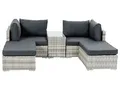 LIVARNO home Multifunktions-Loungegruppe Geflecht, 5-teilig, hellgrau - B-Ware