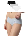 Snocks 3er Pack Hipster - Damen Baumwolle Panties - Push-Up Unterhose Damen Slip - Gr.M, Farbe Weiß/Grau/Schwarz