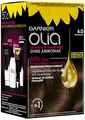 Garnier Olia Dauerhafte Haarfarbe ohne Ammoniak, Mit pflegenden und natürlichen Ölen, Vollständige Grauhaarabdeckung, Permanente Coloration, Nr. 6.0 Hellbraun, 1 Stück