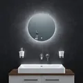 BR Bringer LED Badspiegel Rund - 50cm - Badezimmerspiegel mit Beleuchtung und Anti-Beschlag Funktion - Dimmbar, Energiesparend, 3 Lichtfarben, Touch-Schalter und Speicherfunktion (Modell: BRRS201)