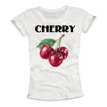 MAKAYA Kurzarmshirt Damen Baumwolle Kirschen Motiv Sommer Top Frauen Lässig Elegant Print (Weiß, S, M, L, XL) mit Druck