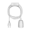 ledscom.de Textilkabel LEHA II, Stecker, Schalter, weiß glänzend, 3 m, Porzellan-Fassung, 1x E27 max. 300W