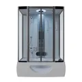 TroniTechnik® Duschtempel Dusche IKARIA 135x80x220cm Komplettdusche Fertigdusche mit Wanne, Duschkabine mit Badewanne, freistehend, inkl. Zubehör, Regendusche, Massage
