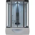 TroniTechnik® Duschtempel Dusche IKARIA 135x80x220cm Komplettdusche Fertigdusche mit Wanne, Duschkabine mit Badewanne, freistehend, inkl. Zubehör, Regendusche, Massage