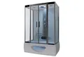 TroniTechnik Eckdusche IKARIA Acrylbadewanne mit Rundum- Sicherheitsglas, Farblichttherapie, BxT: 135x80 cm, Komplettdusche inkl. Farblicht, Radio, und Massagefunktion, Whirlduschkombination mit Sanitäracryl, 135cm x 80cm x 220cm, Sicherheitsglas, integriertes Radio, Massagefunktion