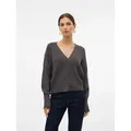 Vero Moda Strickjacke VMLEA LS V-NECK CUFF CARDIGAN NOOS Kunstfaser, regular fit schwarz XS (34)