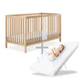 Ehrenkind® Babybett PUR inkl. Matratze 120x60 Buchenholz | Natur | Kinderbett 9-Fach höhenverstellbar mit entnehmbaren Stangen | Baby Bett