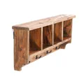 DESIGN DELIGHTS RUSTIKALE WANDGARDEROBE MIT Regal Vintage 70 | 70x27x11cm (BxHxT), Recyclingholz | Kleiderhaken, Garderobenleiste aus Altholz, Used-Look | Farbe: 01 Natur-Vintage