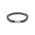 Calvin Klein Herren-Armband 35100060 – graue quadratische Perlen, zentrales Detail aus Edelstahl mit Logo, elastisches Design ohne Verschluss, Mediano, Stein, Kein Edelstein
