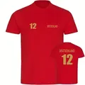 multifanshop T-Shirt Kinder Deutschland - Trikot 12 Gold - Boy Girl rot 164