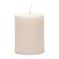 Riviera Maison Stumpfe Kerze Weiß gerippt, stumpf klein 9 cm hoch Paraffin - Fine Rib Pillar Candle - (ØxH) 7x9