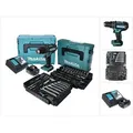 Makita DHP 482 RF1J Akku Schlagbohrschrauber 18 V + 120 tlg. Zubehörset + 1x Akku 3,0 Ah + Ladegerät + Makpac