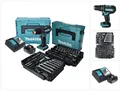 Makita Schlagbohrmaschine DHP 482 RF1J Akku Schlagbohrschrauber 18 V + 120 tlg. Zubehörset + 1x