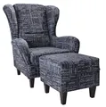 Supellex Sofia Ohrensessel mit Hocker | Carpe Diem Anthrazit Kolonial Design